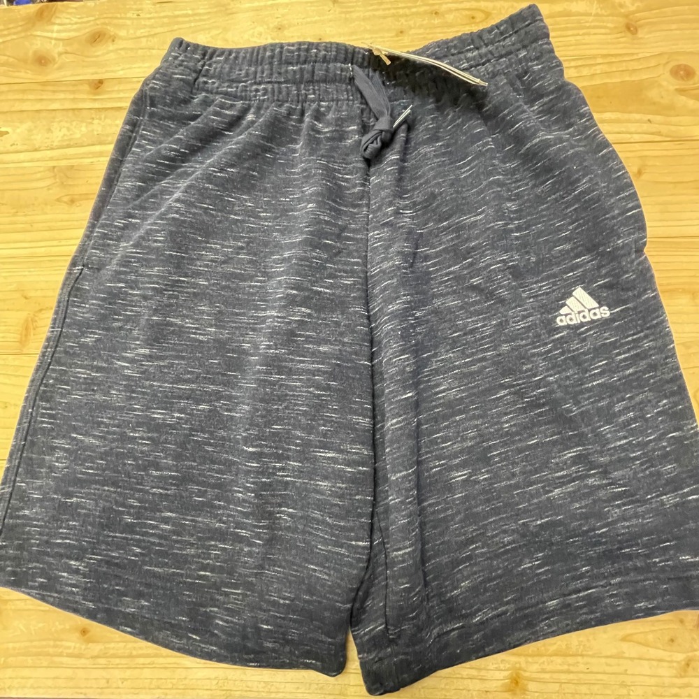 Adidas Mens Space Dye Heathered Shorts Navy Blue French Terry Size Small